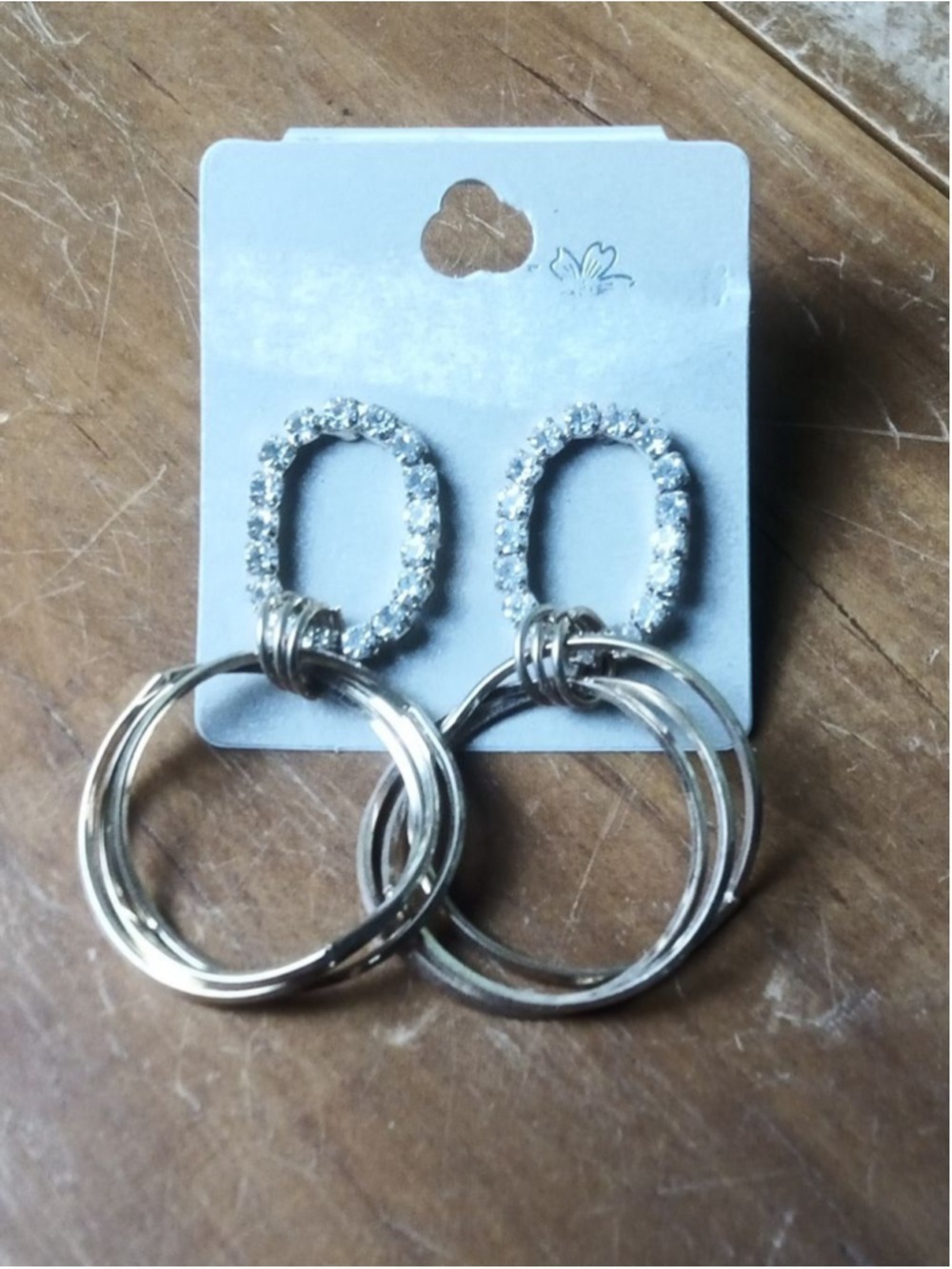 Unbranded Gold Clear Rhinestone Hoop Earrings One Size